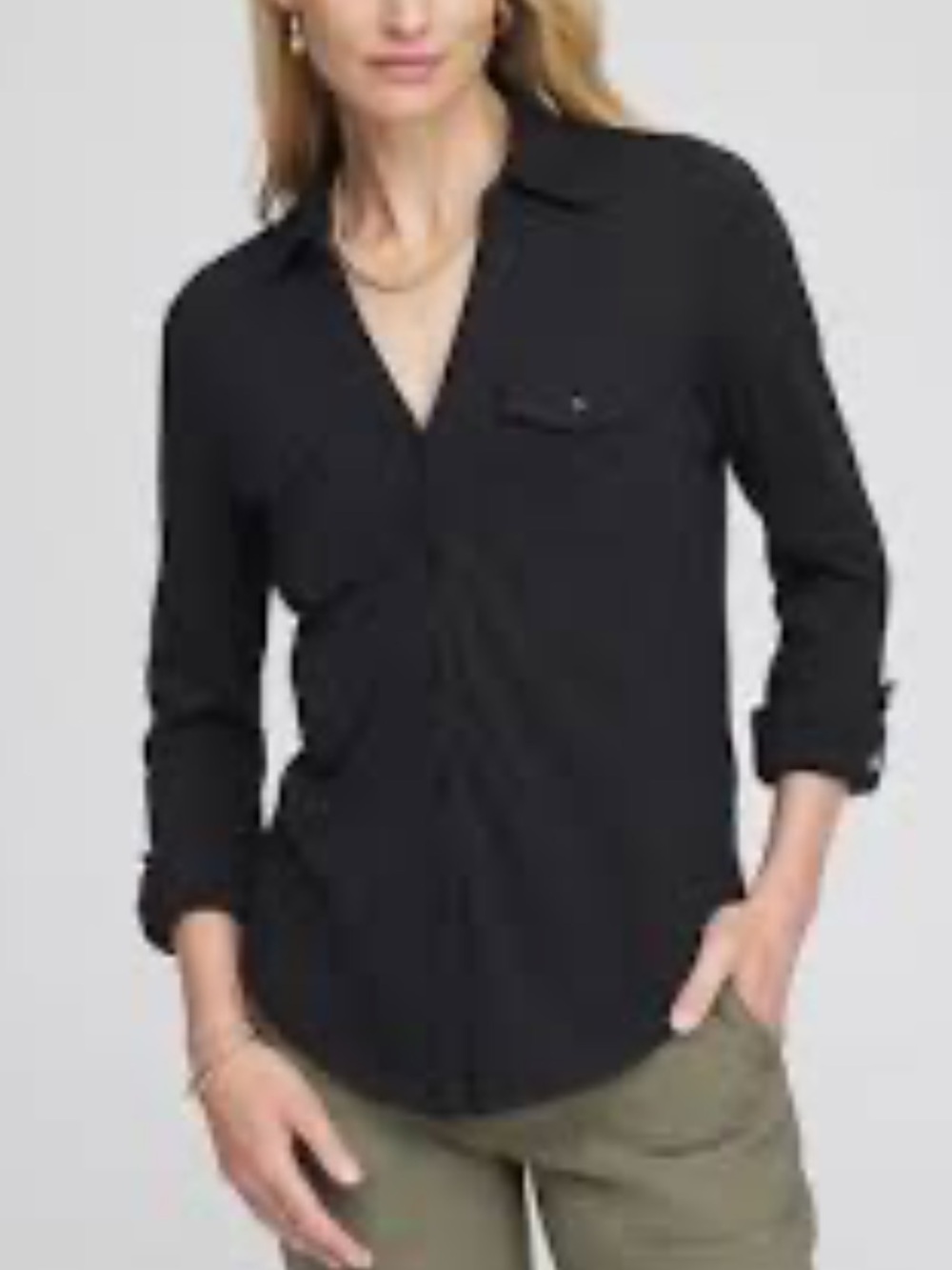 Charlotte Russe Black Button-Front Long Sleeve Shirt Jacket